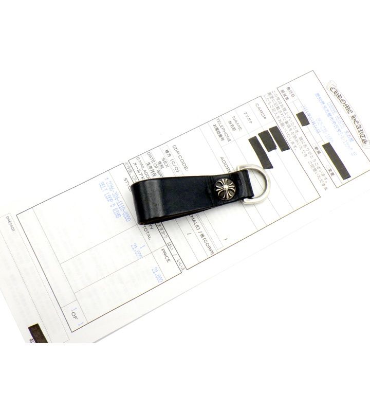 クロムハーツクロスボタンレザーベルトループ クロムハーツWベルトループクロスボタンブラックレザー|クロム