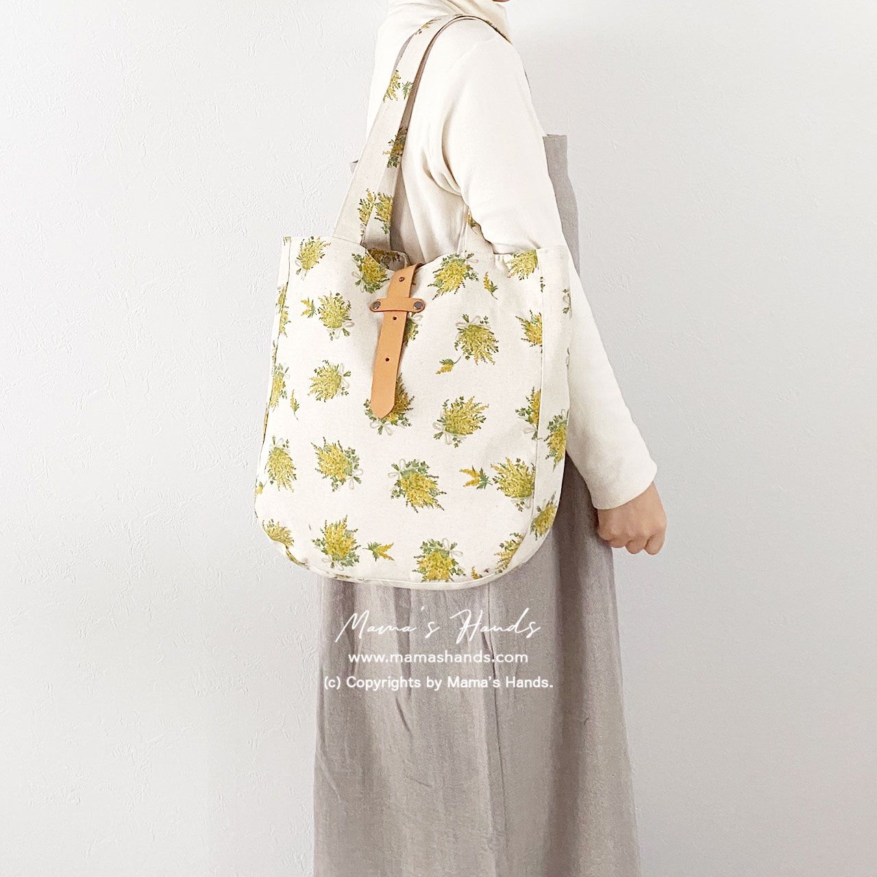 ミモザ 黄色 ナチュラル ヌメ革 中 軽い トートバック♪