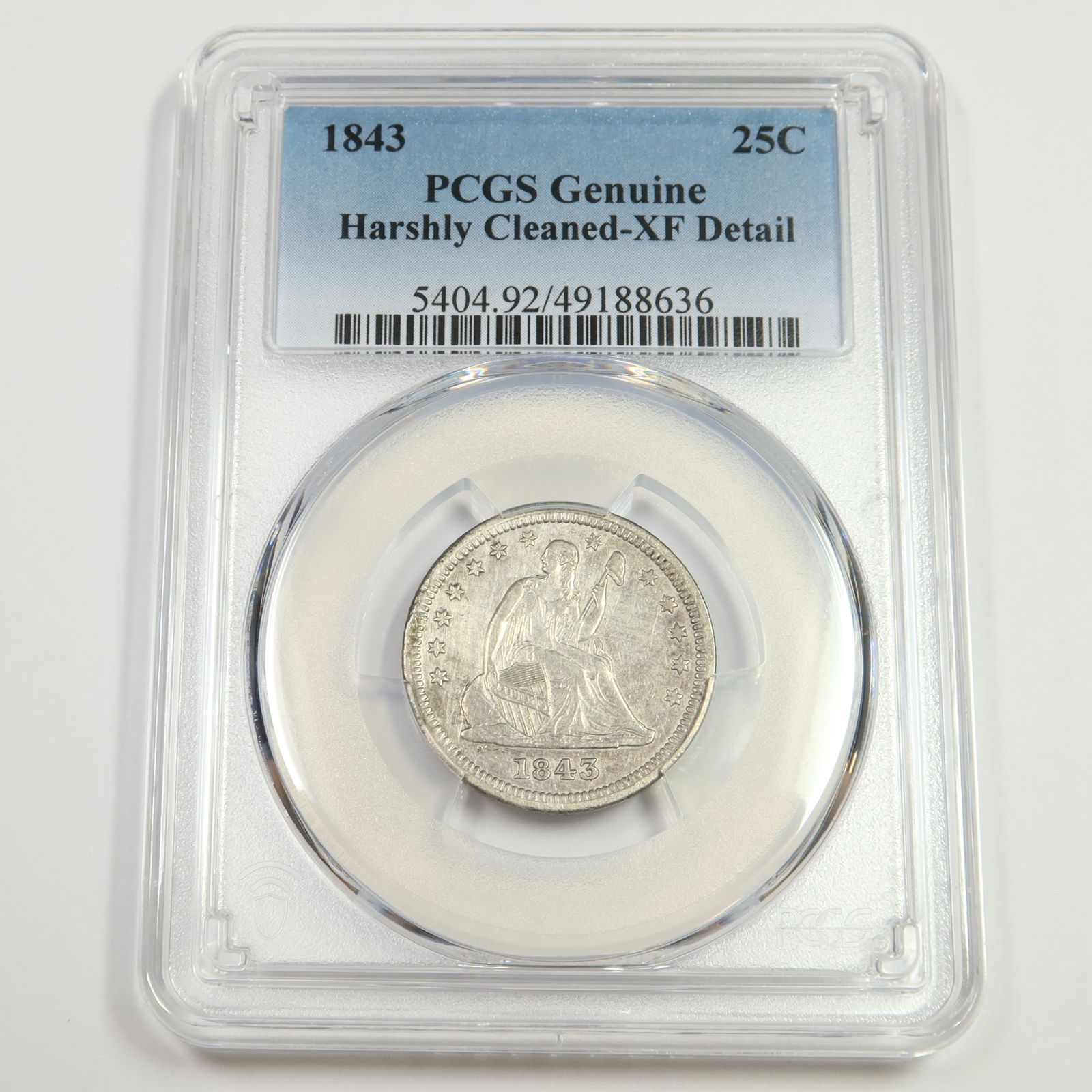 1843 P PCGS XF Detail - Silver Seated Quarter 25C Coin
