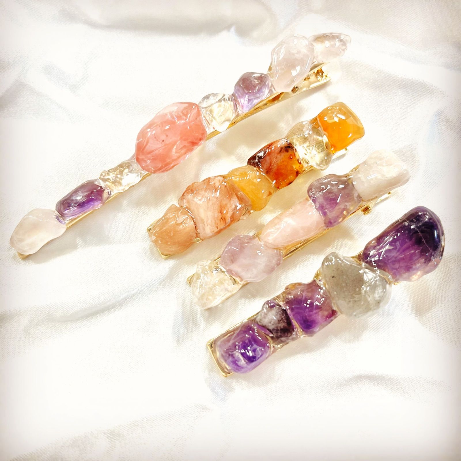 天然石のバレッタ - メルカリ