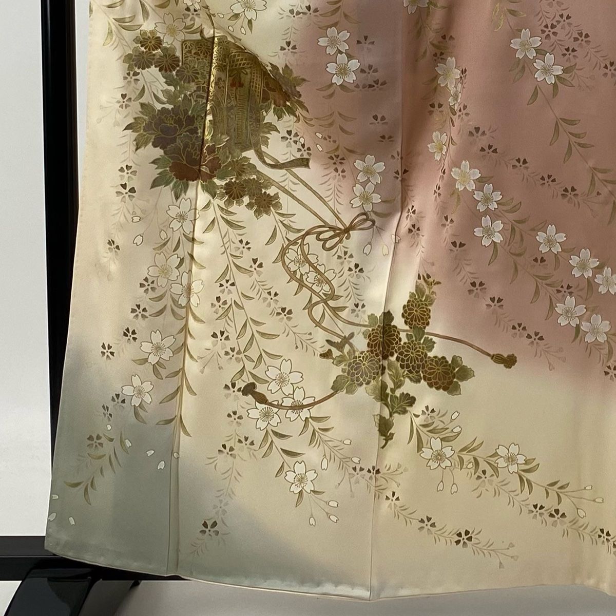 訪問着 名品 枝梅 絞り 黒 袷 162.5cm 64cm M 正絹