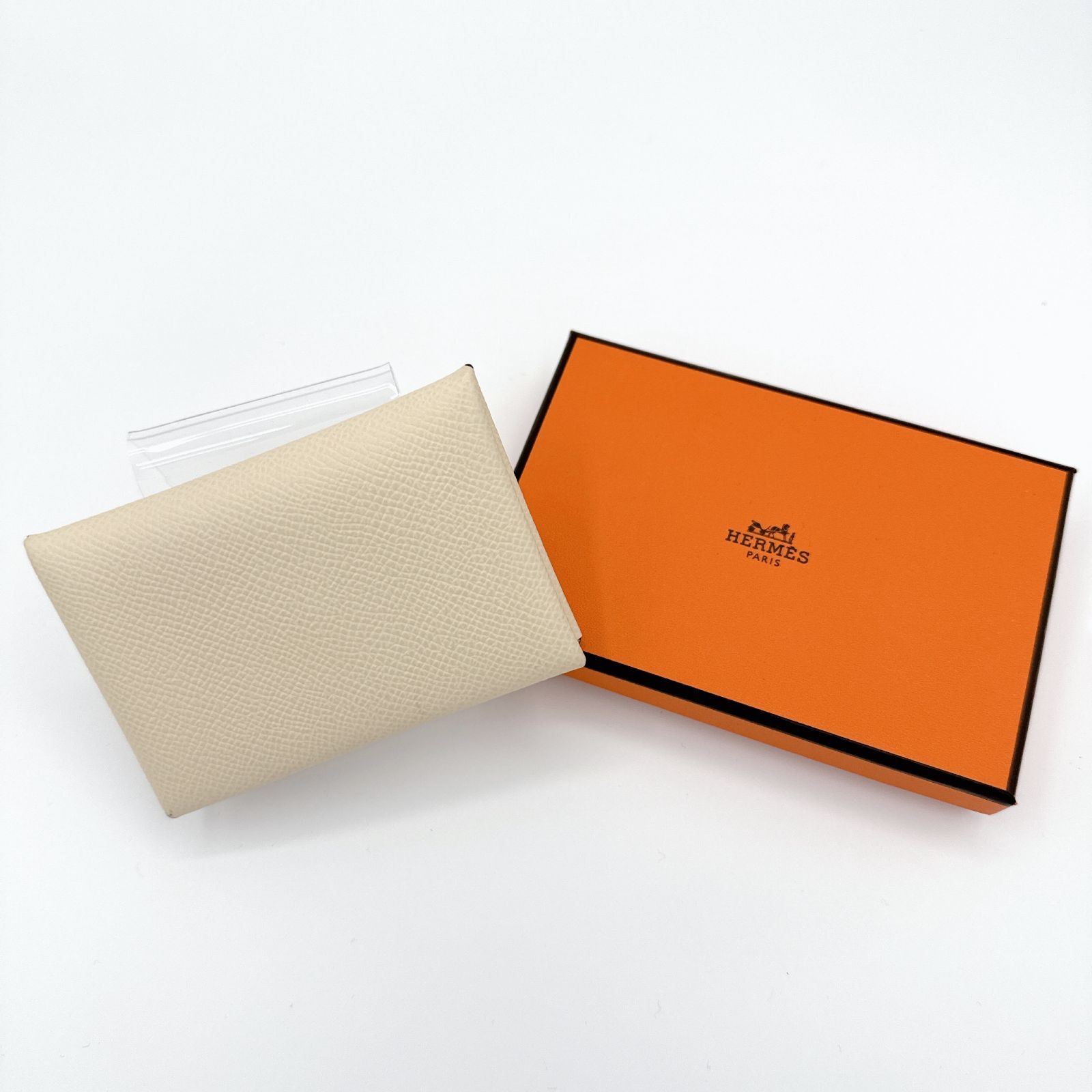 エルメス HERMES カードケース カルヴィ クレ ヴォーエプソン アイボリー