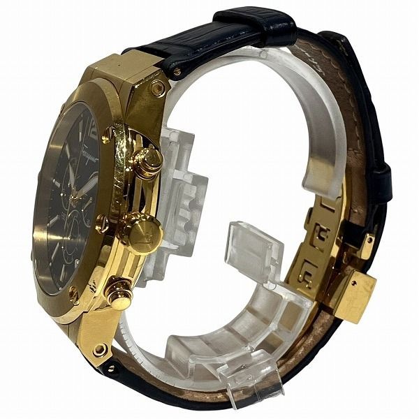 フェラガモ クォーツ クロノグラフ ネイビー文字盤 時計 腕時計 メンズ