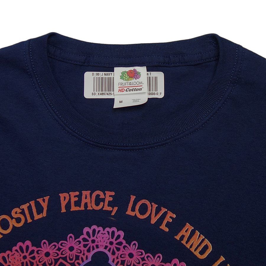 新品 FRUIT OF THE LOOM 瞑想 プリント Tシャツ 紺 ネイビー 半袖 メンズ Mサイズ トップス ティーシャツ tshirts-7079