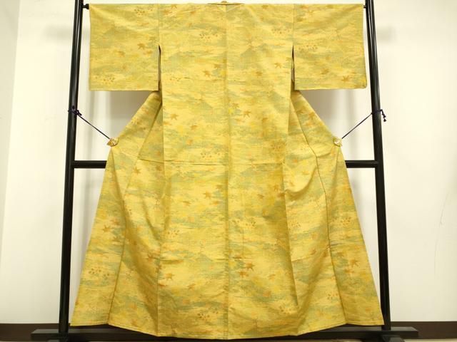 平和屋着物▽上質な紬　単衣　霞文　正絹　逸品　DAAV3139du 平和屋着物▽上質な紬 単衣 霞文 正絹 逸品 DAAV3139du