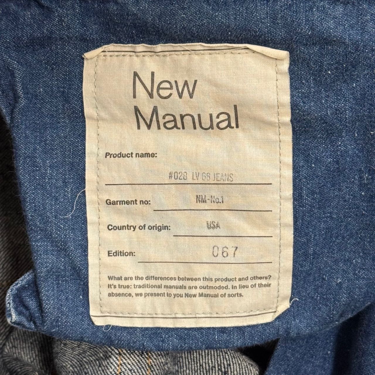New Manual #028 LV 66 JEANS 100本限定　デニム 002 1942 LV JEANS ONE-WASHED – New Manual
