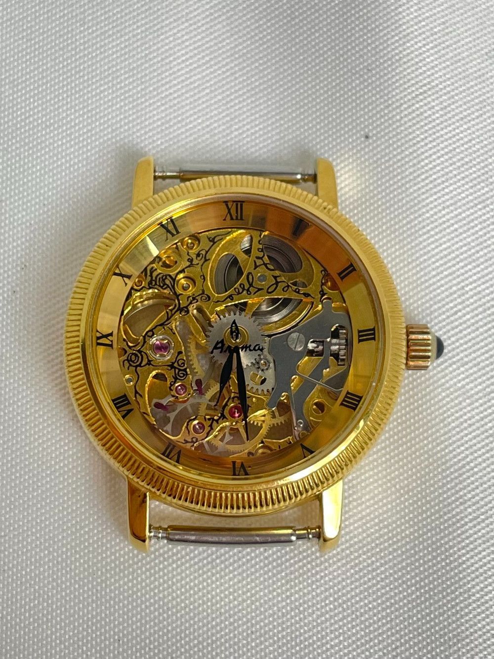 ●AROMA アロマ ヴィンテージ 手巻き スケルトン 腕時計