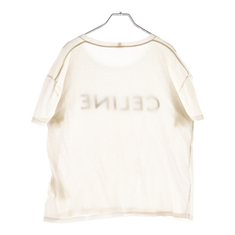 CELINE ロゴプリント 半袖Tシャツ ホワイト CELINE (セリーヌ) フロント ロゴプリント クルーネック半袖T