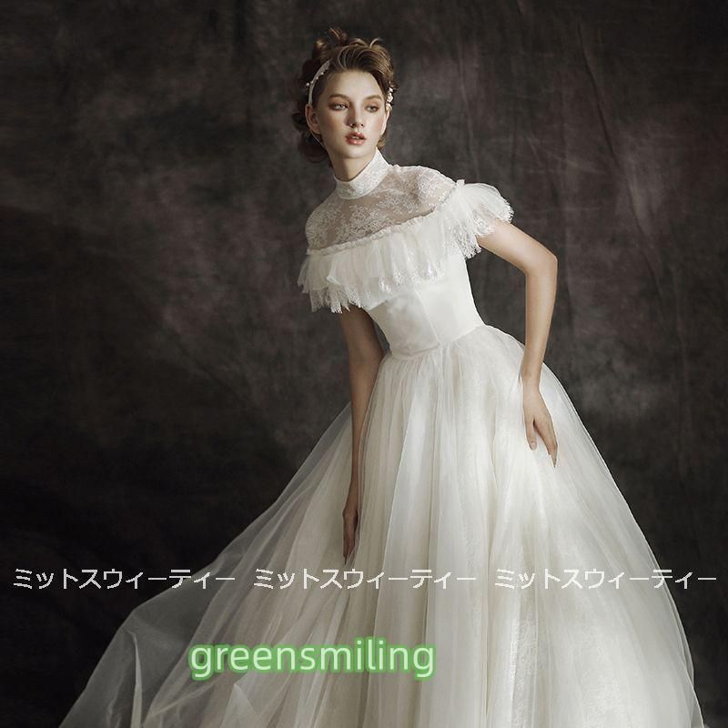 ウェディングドレス 花嫁 二次会 ウエディングドレス 結婚式 ロングドレス Aライン チュール 挙式 披露宴 ブライダル 編み上げ 登場 ZZ520