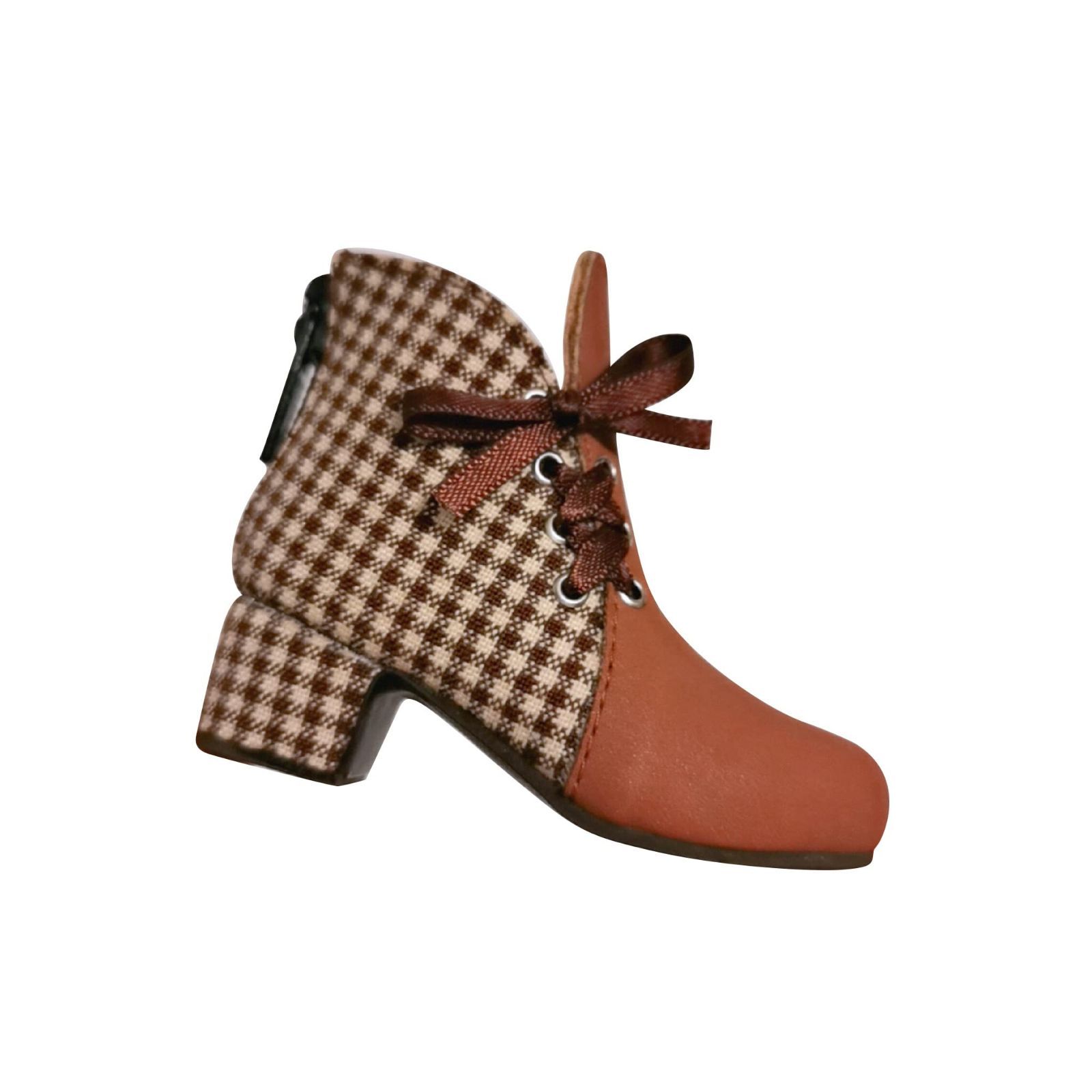 Color ブラウン bjd靴 1|4分ブーツ チェック柄ブーツ 茶色