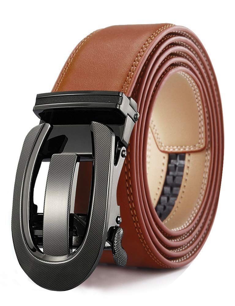 【新着商品】XsFireCow ベルト メンズ オートロック おしゃれ 革 ブラック オートロック式 黒 ブラック バックル レザー 紳士 穴無し ビジネス カジュアル 130cm