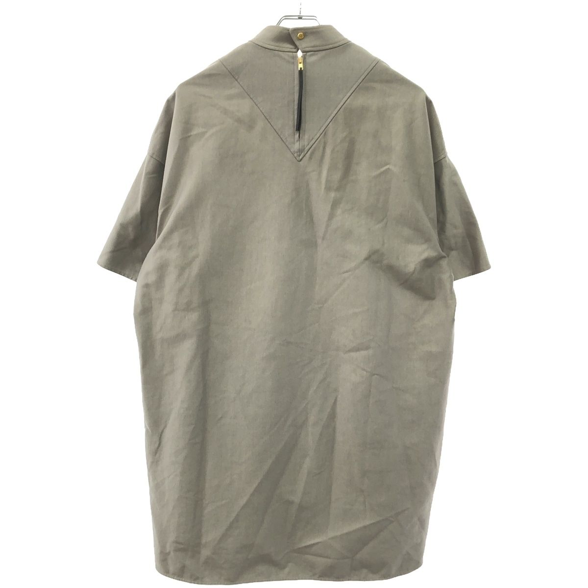 THE RERACS - THE RERACS ザ リラクス 22SS C/NY SATIN STAND COLLAR ZIP サテンスタンドカラープルオーバーシャツ 22SS-RECS-353L-J グレー 38 THE RERACS ザ リラクス 22SS C/NY SATIN STAND COLLAR ZIP