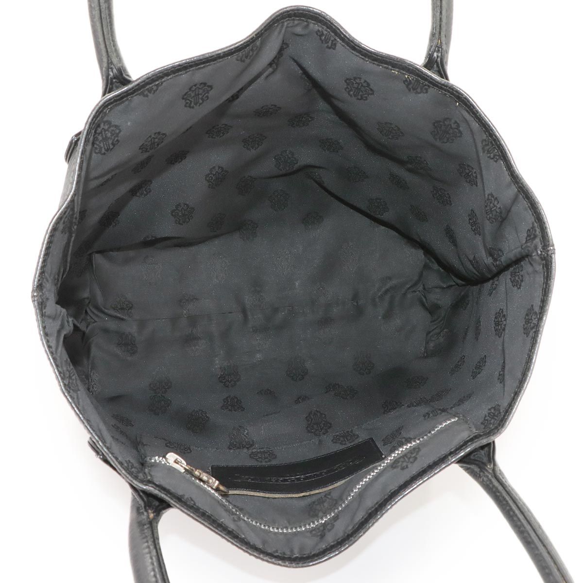 クロムハーツ トートバッグ レザー クロスパッチCHROME HEARTS CHROME HEARTS BLACK LINED TOTE BAG W/LG CROSS クロムハーツ