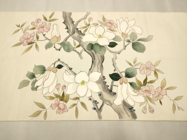 平和屋着物●爪掻き本綴れ　八寸名古屋帯　枝花文　金銀糸　正絹　逸品　CAAX1503hy 平和屋着物○爪掻き本綴れ 八寸名古屋帯 枝花文 金