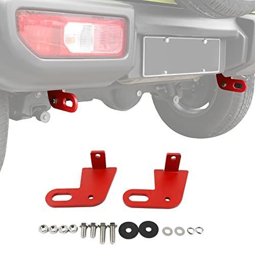 後部牽引 SQQP 適用 スズキジムニー JB64 JB74 牽引フック リア牽引フック レスキュー用品 左右ペア スチール製 オフロード レスキュー用品 外装パーツ アクセサリー 専用カスタムパーツ レッド