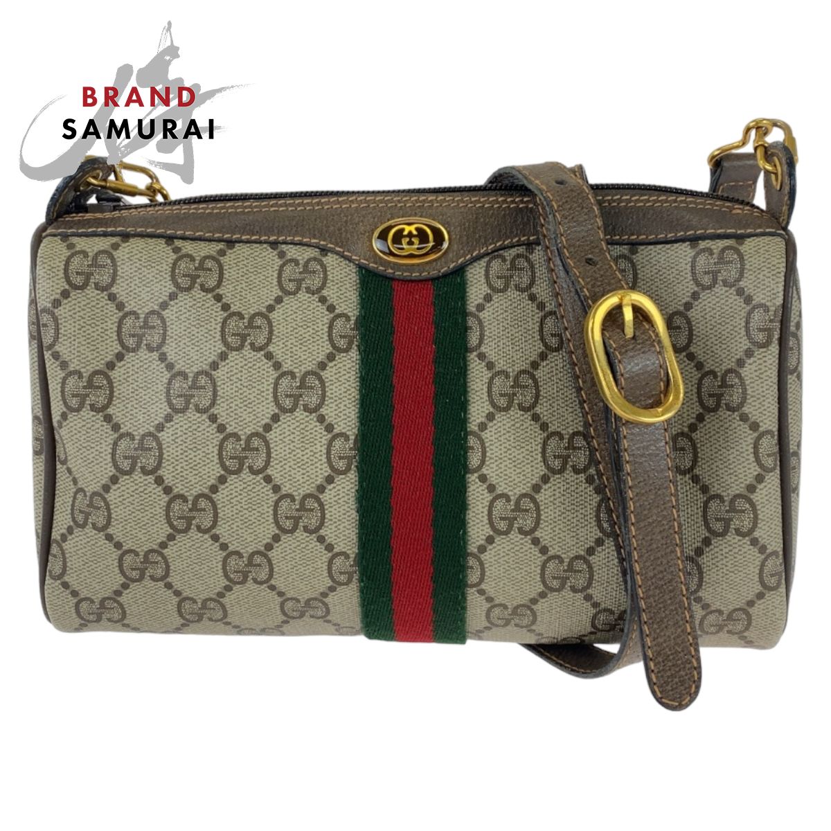 美品 グッチ ヴィンテージ オールドグッチ シェリーライン ブラウン GG