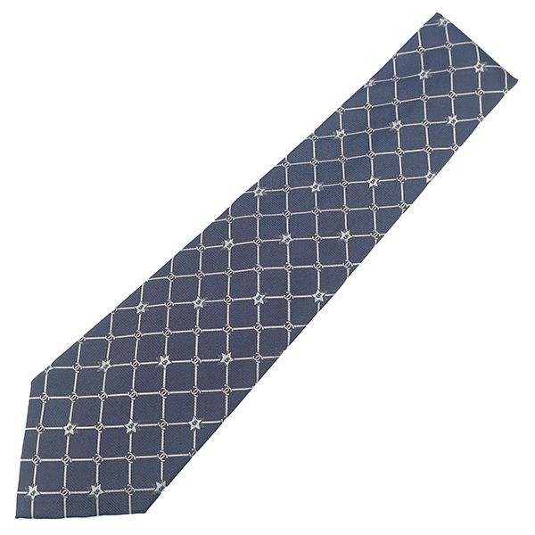 シャネル CHANEL ネクタイ ココマーク 5スター 9.5cm シルク ネイビー×シルバー 紺 星