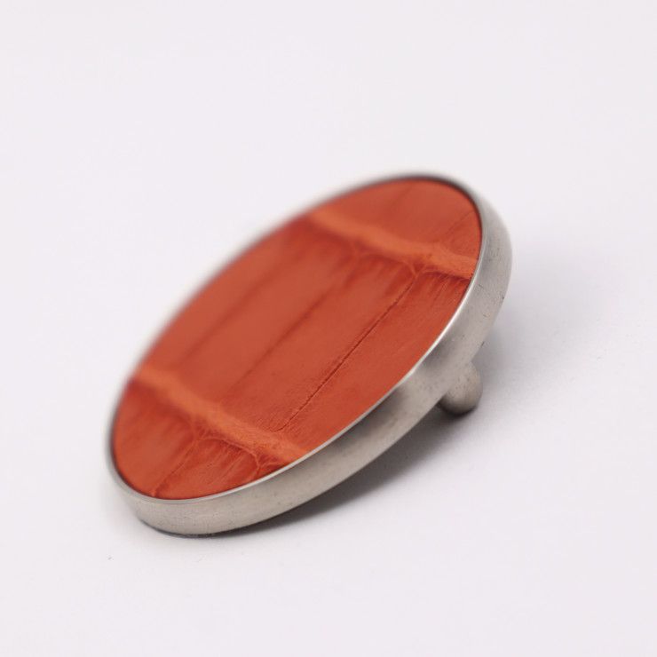 HERMES エルメス リバプール MM ブローチ クロコダイル メタル