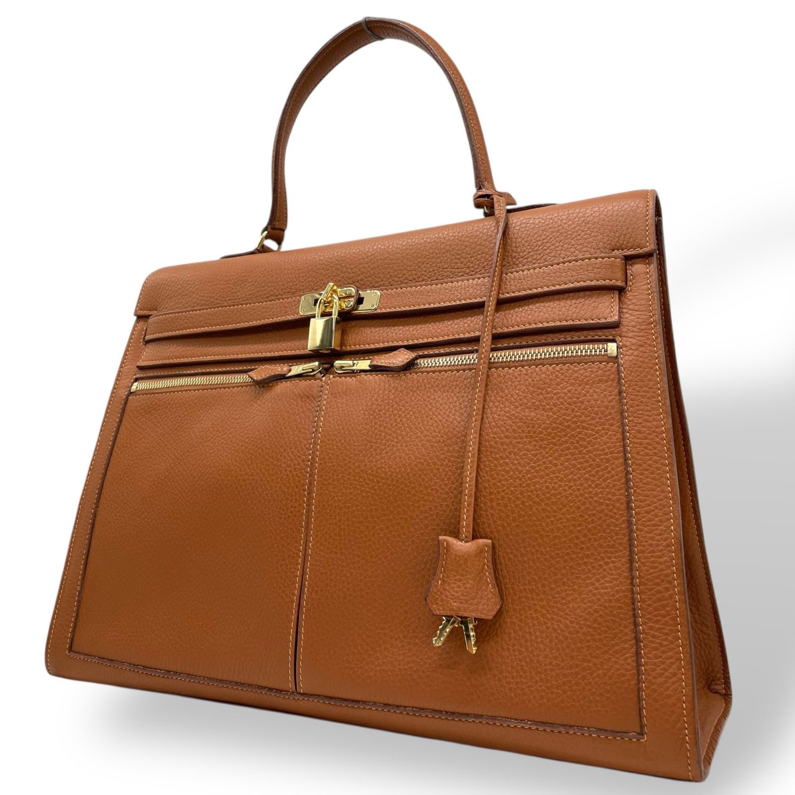 希少CELLERINI チェレリーニ 2779 レザートート シボ革 茶色 極上☆(伊