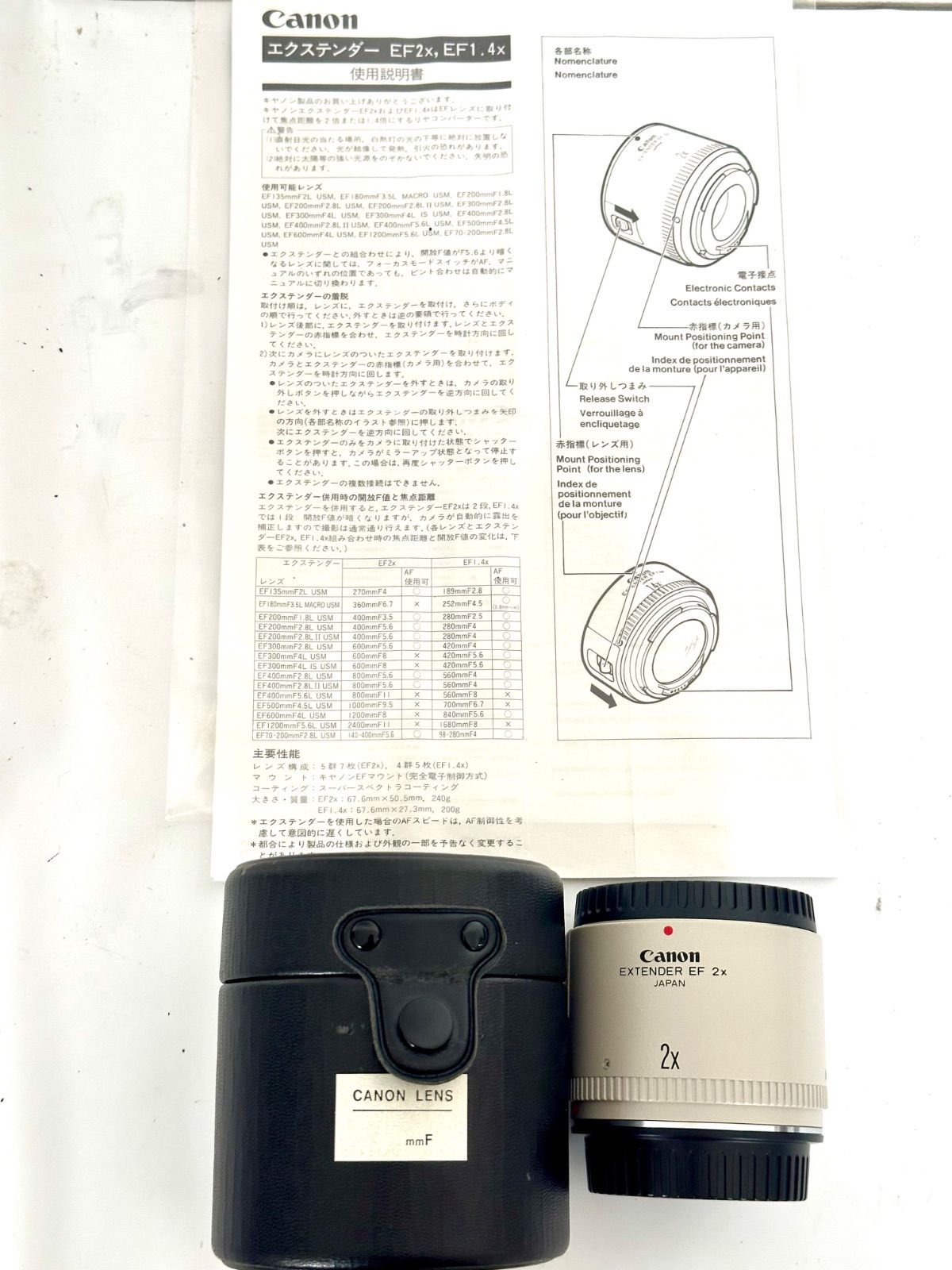 Canon EXTENDER EF 2x 美品 レンズケース付き キヤノン エクステンダー