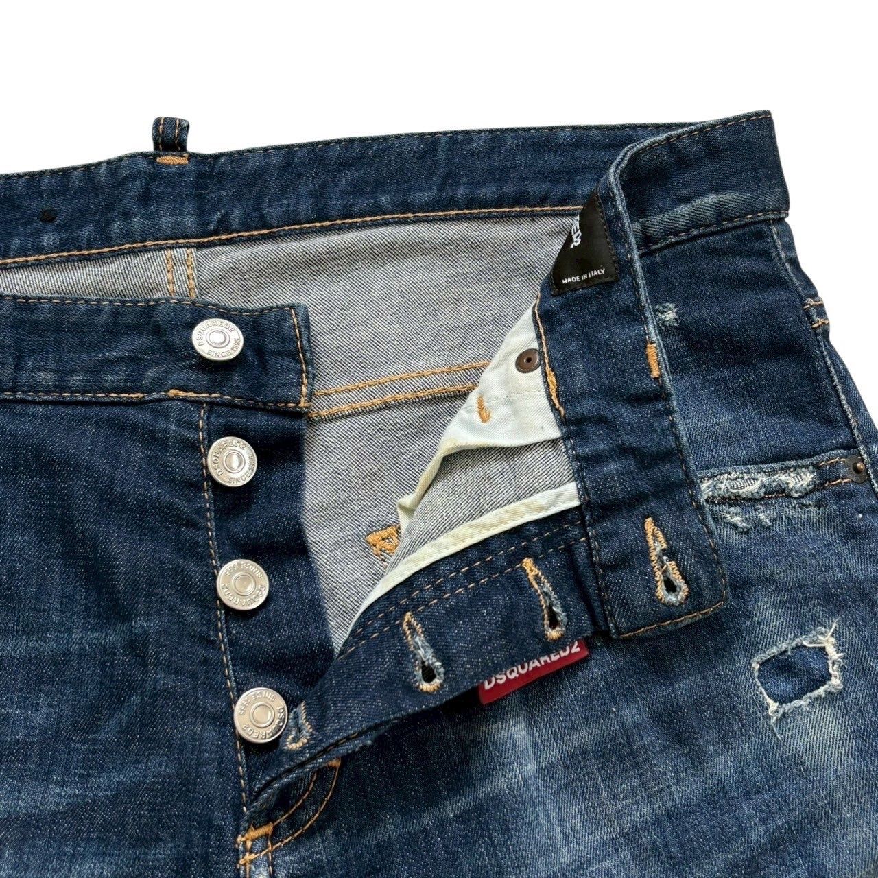 DSQUARED2 ダークブルー デニムパンツ DSQUARED2 ディースクエアード ダメージジーンズ 青 デニム