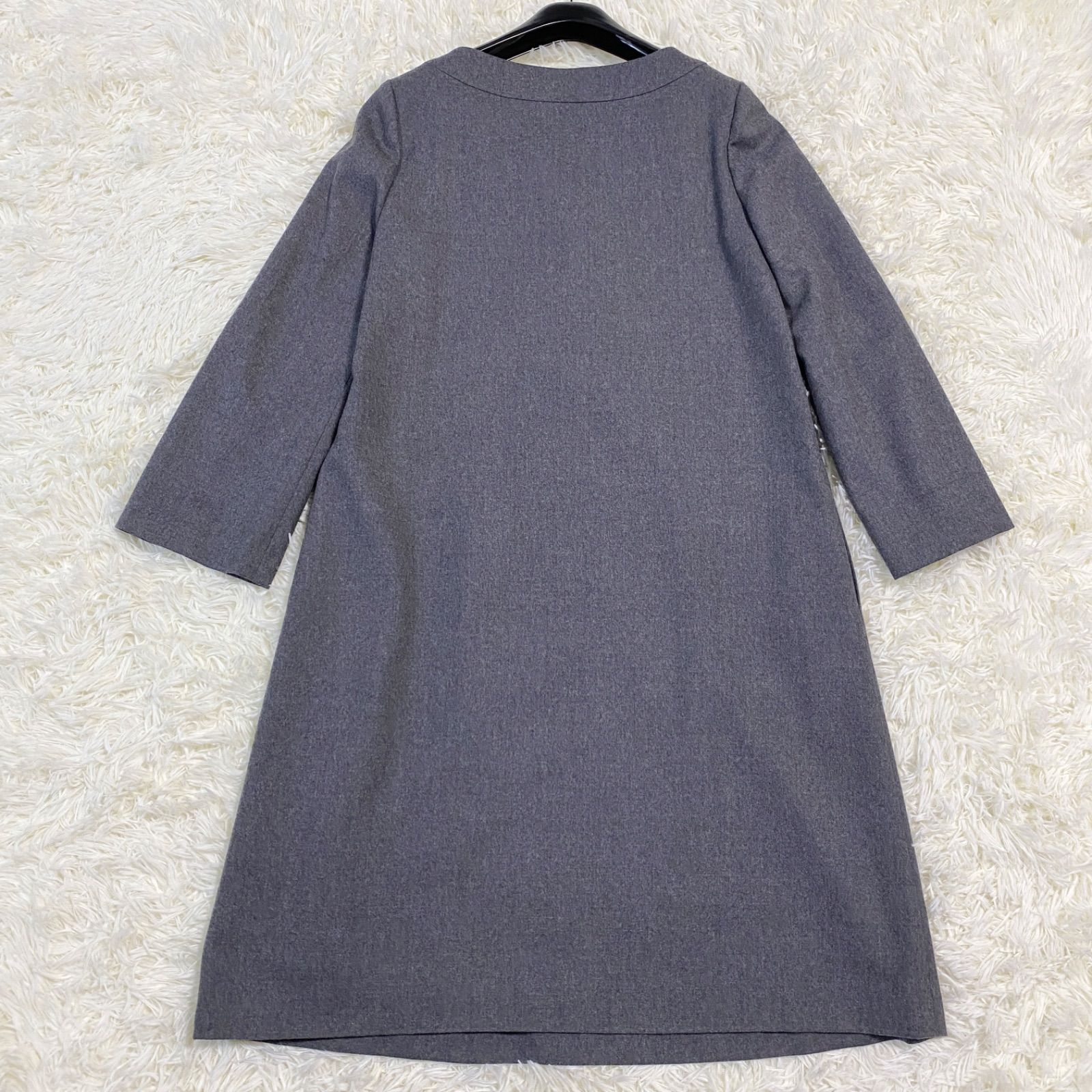 ADORE グレー リボン付き長袖ワンピース