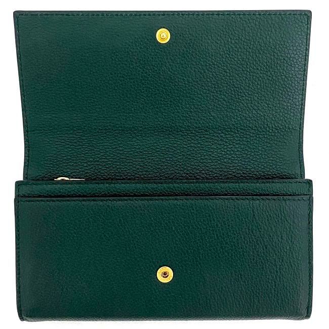 グッチ 二つ折り 長財布 グリーン ゴールド シルバー ズゥミ ホース  
