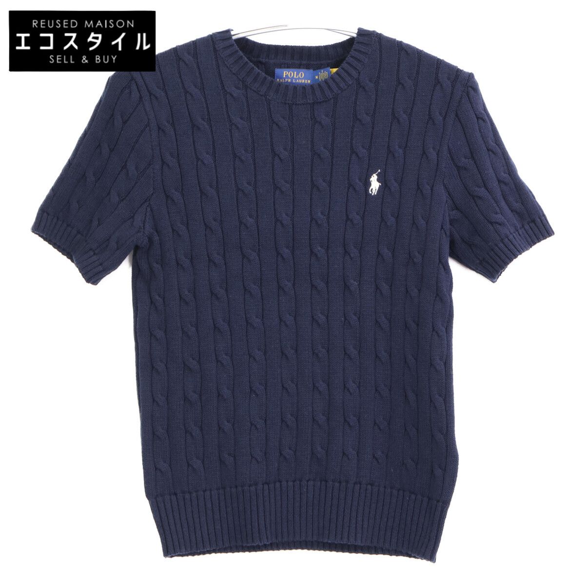 POLO RALPH LAUREN ポロ ラルフローレン 正規 ホワイトミニポニー 半袖ケーブルニット M