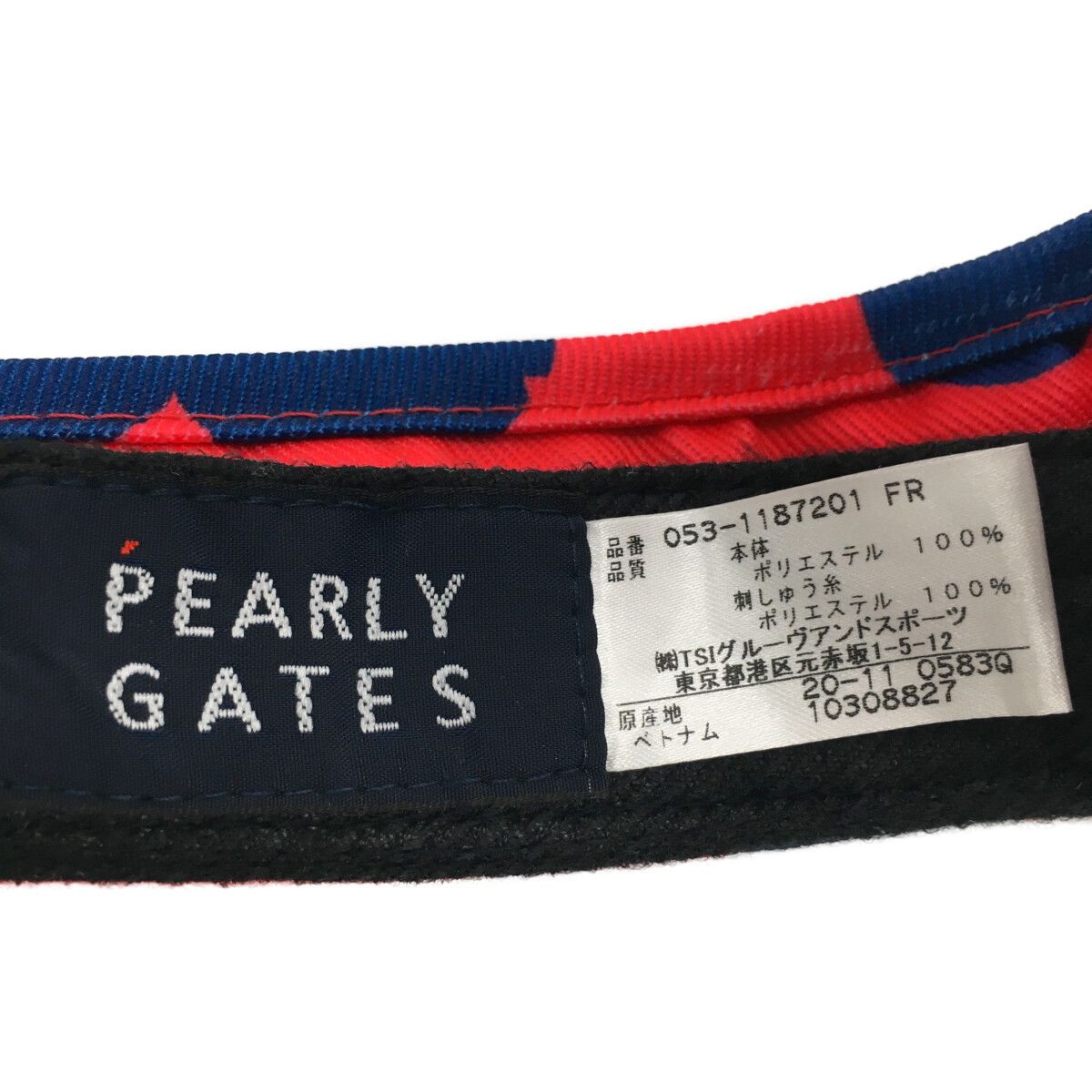 新品同様　PEARLY GATES 花柄バイザー リボン付き　レディース 中古 パーリーゲイツ PEARLY GATES サンバイザー フリー レッド