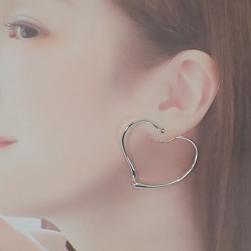 美品 Tiffany&Co. ティファニー オープンハート ピアス SV925 ティファニー TIFFANY&Co. オープンハート フープ ミディアム
