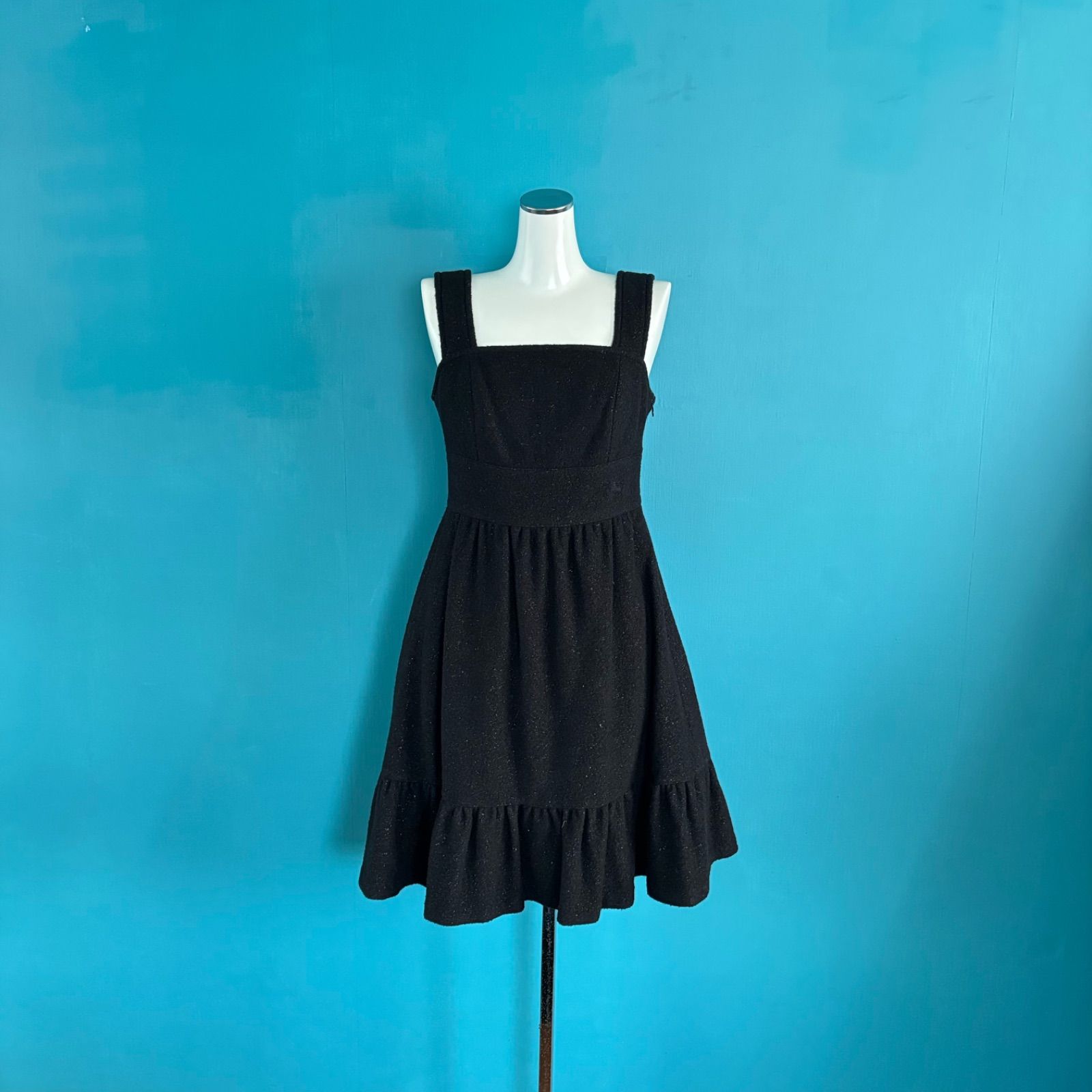 バーバリーブルーレーベル　ウールワンピース　ラメノバチェック　黒　サイズ38 1279 バーバリーブルーレーベル ブラック 36 ラメ ウールワンピース