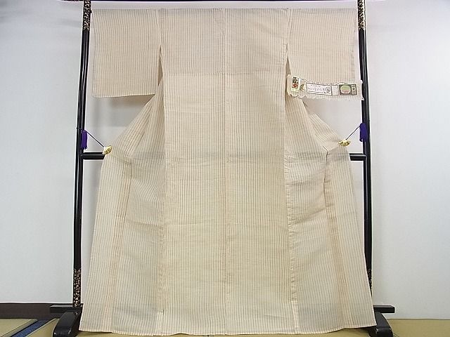 平和屋本店■希少　夏物　沖縄県無形文化財指定 本場八重山上布 麻　草木染　手織　間道　証紙付き　逸品　未使用　DZAA1463kh4 平和屋本店□希少 夏物 沖縄県無形文化財指定 本場八重山上布 麻