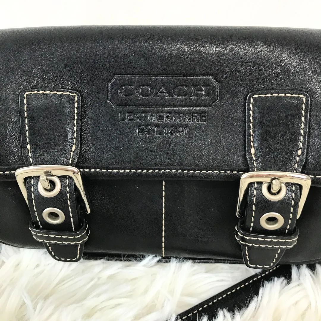 COACH コーチ ショルダーバッグ レザー 黒 ブラック 品番9355 斜め掛け