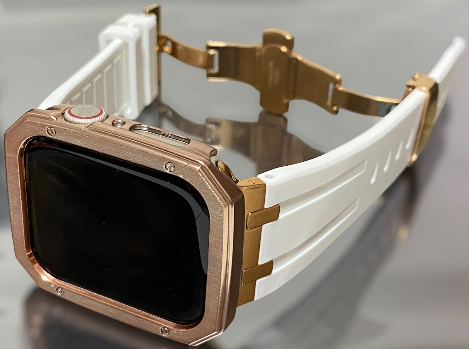 ローズ ホワイト アップルウォッチ ラバーベルト Apple Watch ケース カバー 40mm 41mm 44mm 45mm49mm Apple Watch 用