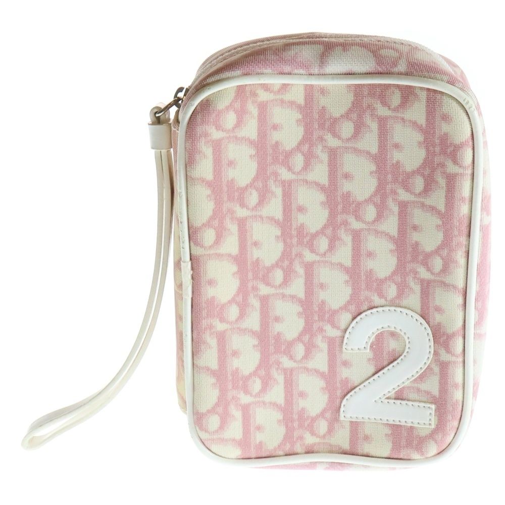 Christian Dior クリスチャンディオール トロッター 2 コスメポーチ メイクポーチ ケース 収納 ホワイト×ピンク