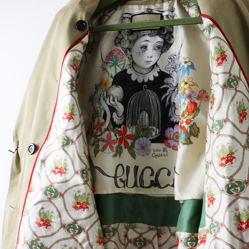 ヒグチユウコ　コート ヒグチユウコ×GUCCI 猫刺繍トレンチコート - メルカリ