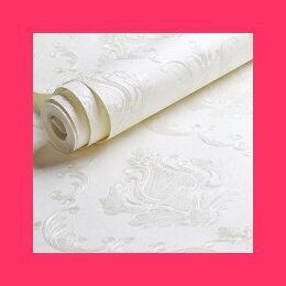 壁紙 ダマスク柄 ホワイト 白 送料無料 damask 53cm×1000cm 壁紙