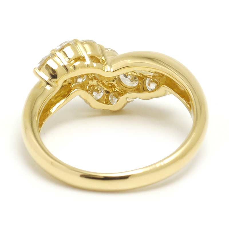 ダイヤモンドリング 約11.5号 K18YG・ダイヤ1.02ct カーブ 曲線