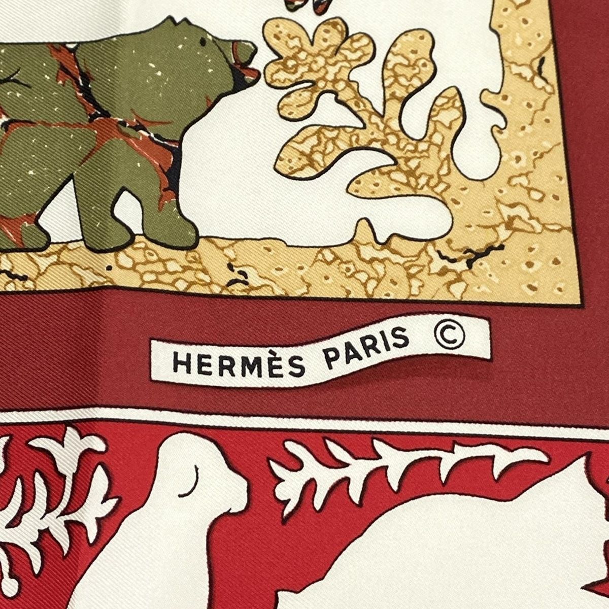 HERMES(エルメス) スカーフ美品 カレ90 ボルドー×アイボリー
