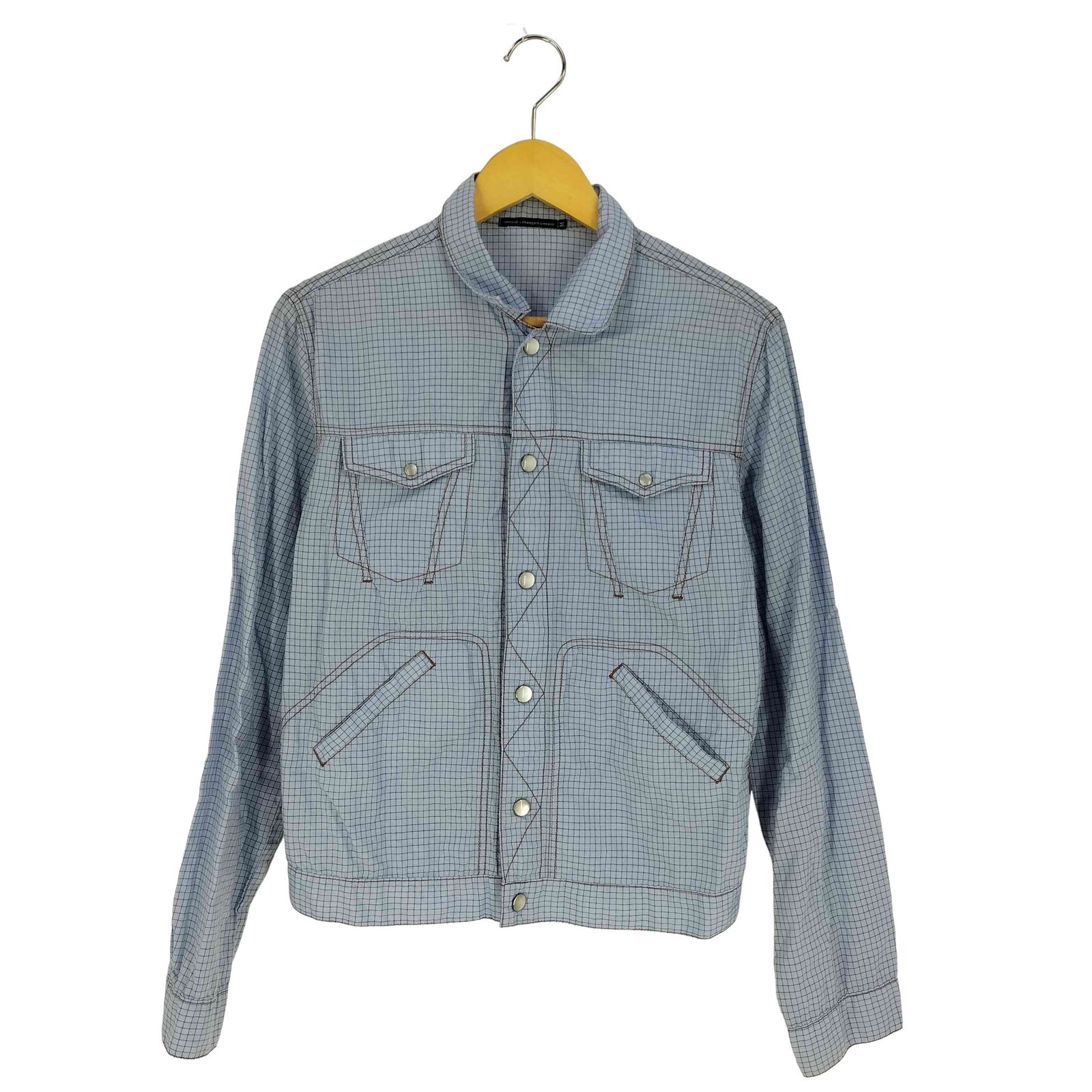 マリテフランソワジルボー MARITHE FRANCOIS GIRBAUD チェック柄 ステッチデザイン スナップボタン シャツ メンズ import：M 