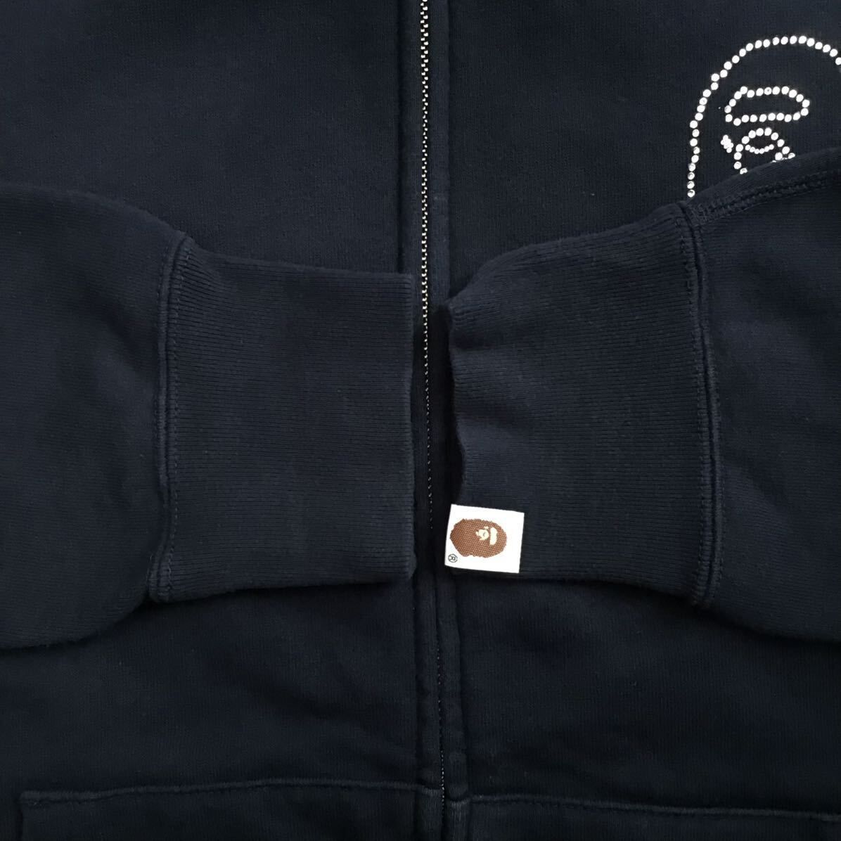 エイプ❌スワロフスキーパーカー　Lサイズ‼️ 希少品 スワロフスキー BAPE HEAD フルジップ パーカー Lサイズ ネイビー a