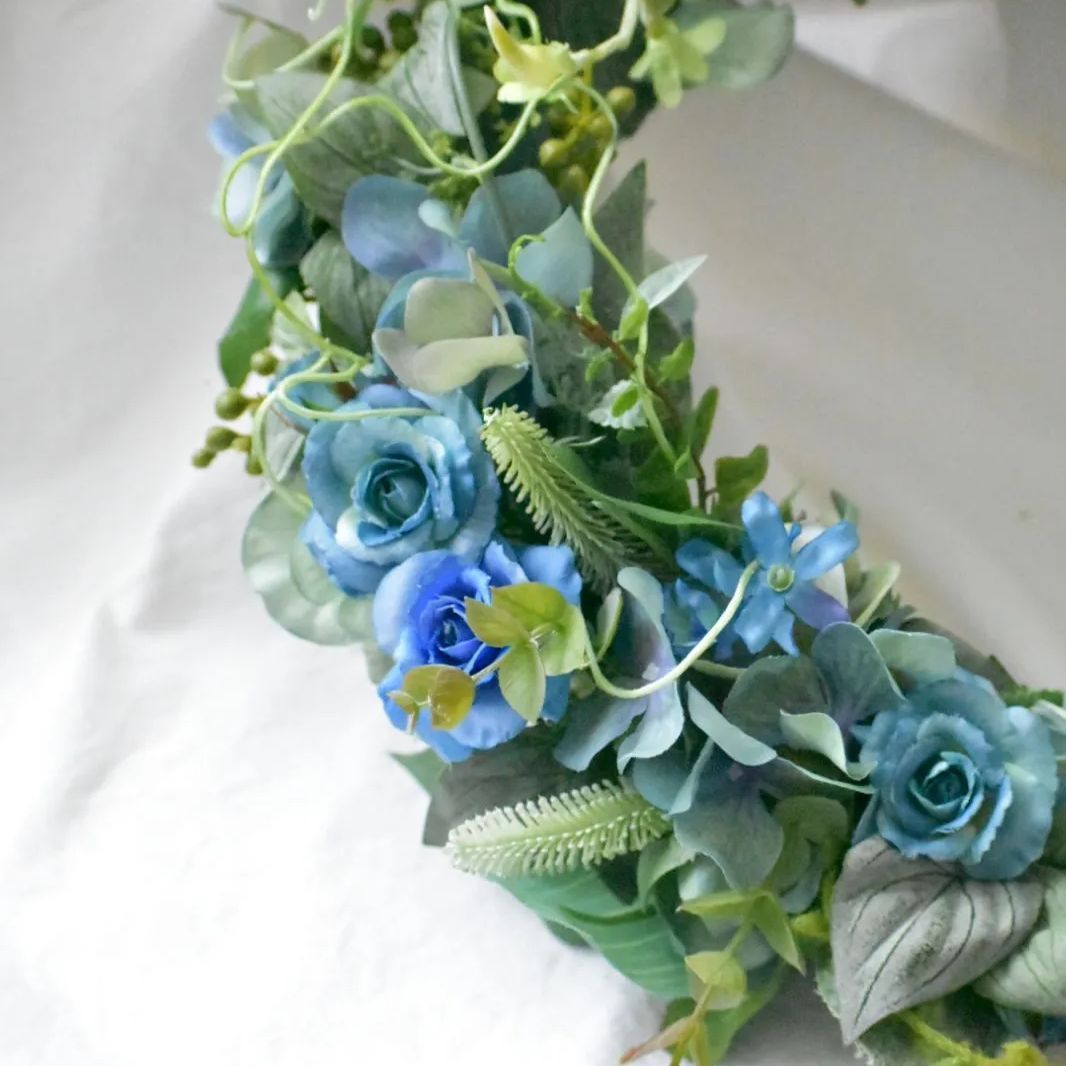 SALE☆春のガーデン☆爽やかな風香るブルーローズのリース☆35cm  