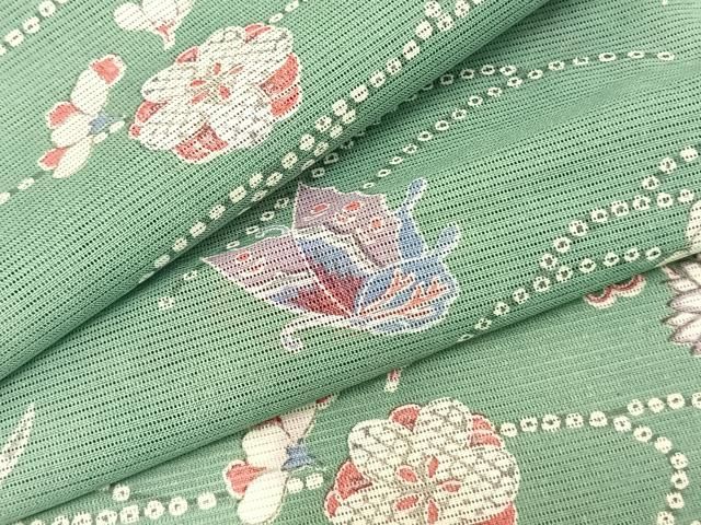 平和屋着物＊夏物 小紋 絽 芝草文 正絹 逸品 BAAT7234hv