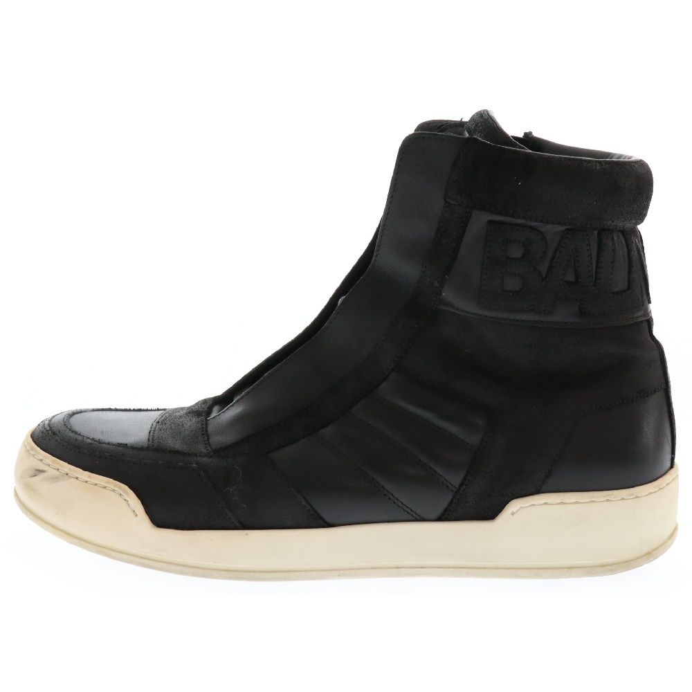 BALMAIN (バルマン) ハイカット レザーパンチングスニーカー ブラック