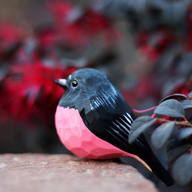 鳥好きさんへのプレゼント 置物 木彫り 文鳥 天然木 彫刻 置き物 ハンドメイド 木製 彫刻 装飾 鳥 置物 部屋装飾品 かわいいプレゼント -  メルカリ