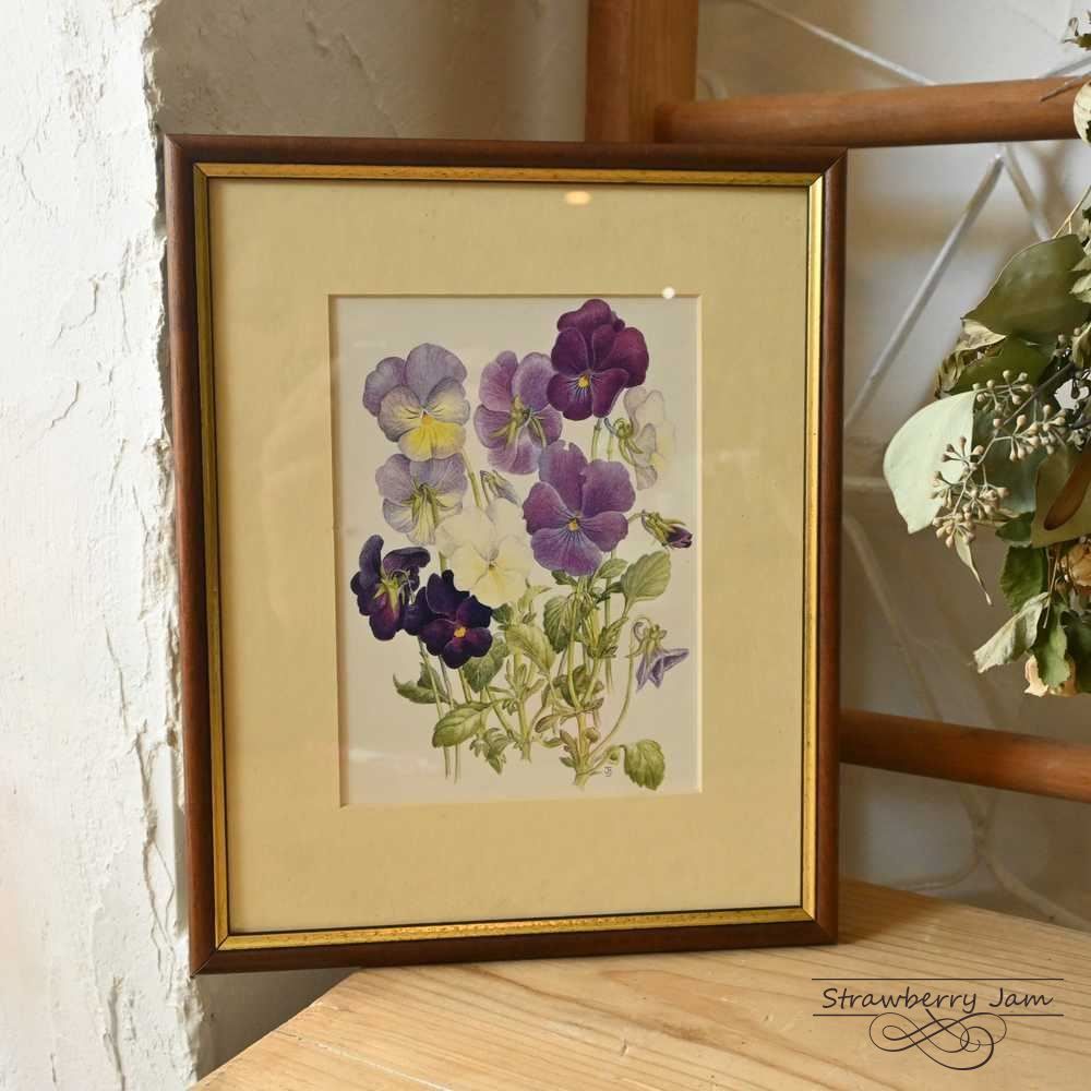 L3710-203-2 フランスヴィンテージ 壁掛け フラワー パンジー アート バラ フランス