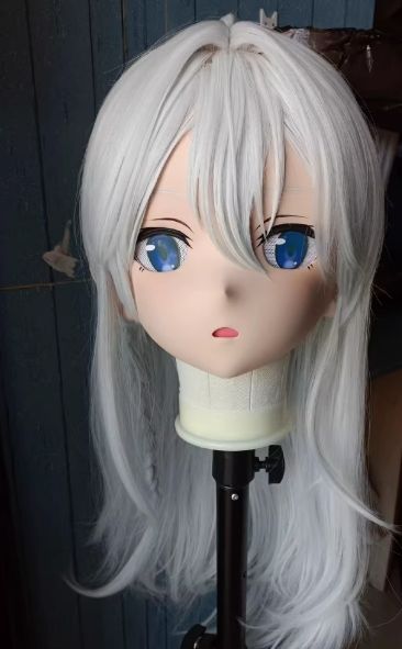 全頭マスク カツラ付き ロック付き NO.417 顔交換 ドール ヘッドロリータ人形 コスプレ 変身 仮装 着ぐるみ kigurumi 二次元