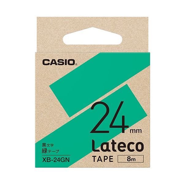 (まとめ) カシオ ラテコ 詰替用テープ 24mm×8m 緑/黒文字 XB-24GN 1個 