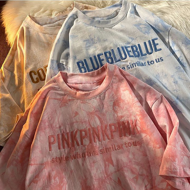 レディース「感謝価格夏限定」Tシャツ半袖タイダイ柄ゆるい夏韓国ファッショントップスBF風原宿系ダンスヒップホップカジュアル Tシャツ レディース タイダイ柄 半袖 夏 ゆるい トップス 韓国