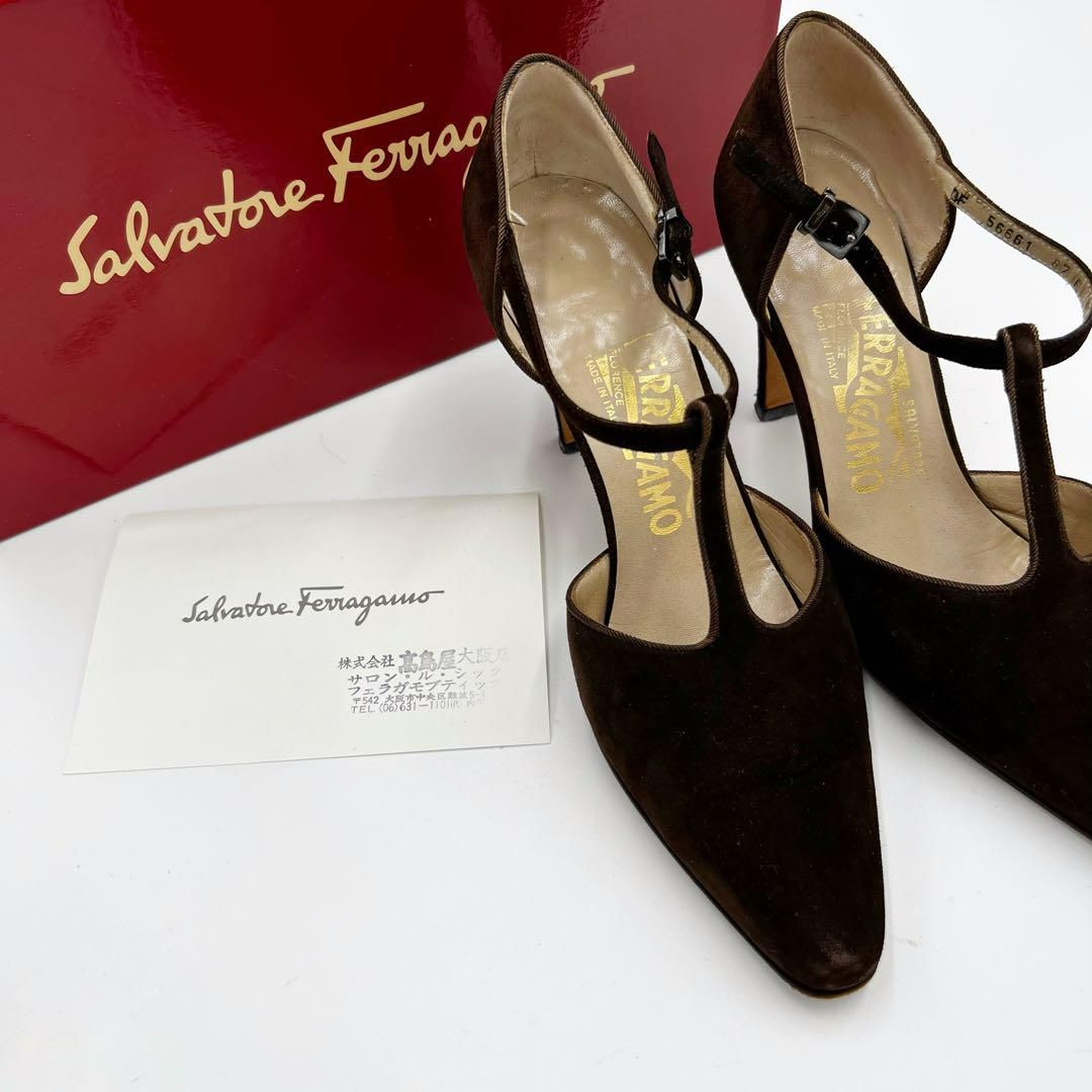 良品】 Ferragamo フェラガモ パンプス セパレート スエード